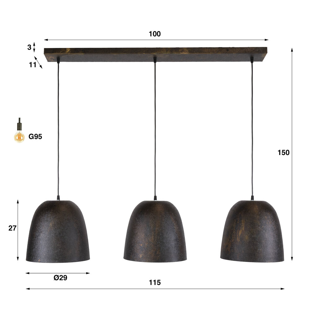 Pendelleuchte Nova 3-Fassungen / Smoked brown