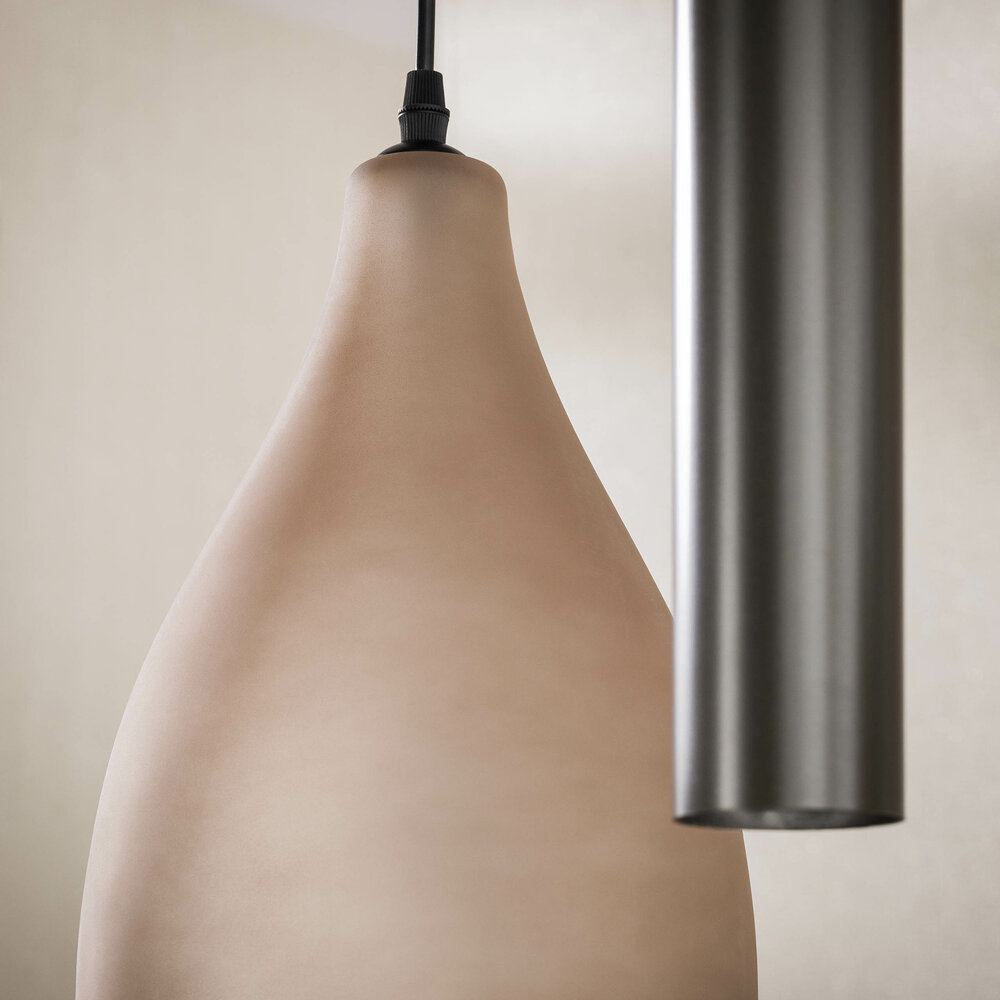 Pendelleuchte Cocoon pendel 4+3-Fassungen / Sienna braun-frosted
