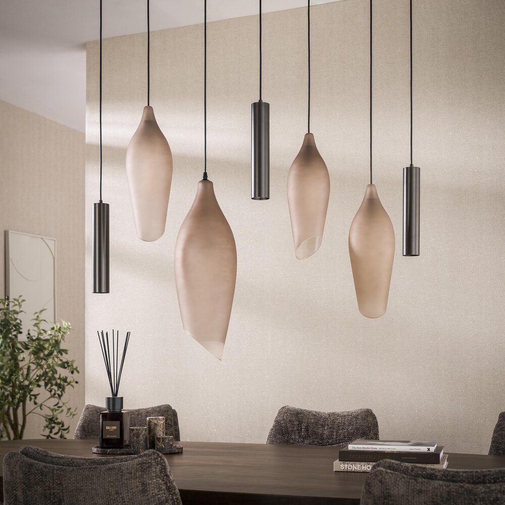 Pendelleuchte Cocoon pendel 4+3-Fassungen / Sienna braun-frosted