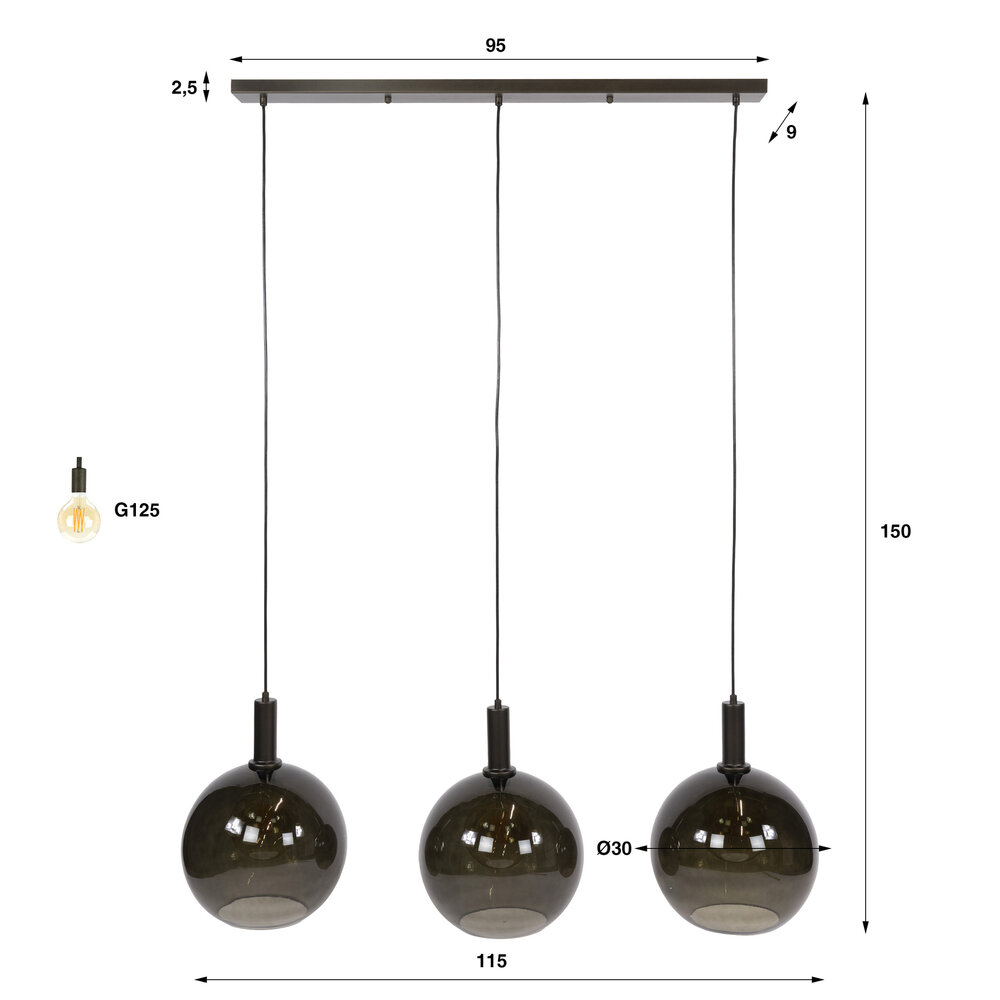 Pendelleuchte Sfera Tricolore 3-Fassungen / Sienna braun