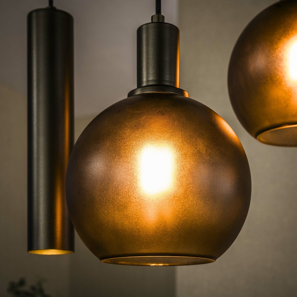 Pendelleuchte Sfera Tricolore 4+3-Fassungen / Sienna braun-frosted
