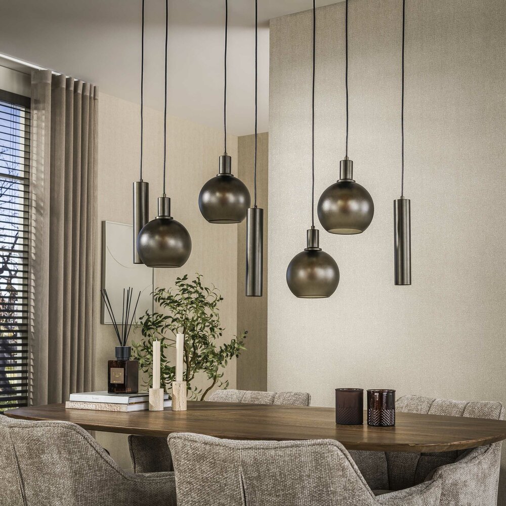 Pendelleuchte Sfera Tricolore 4+3-Fassungen / Sienna braun-frosted