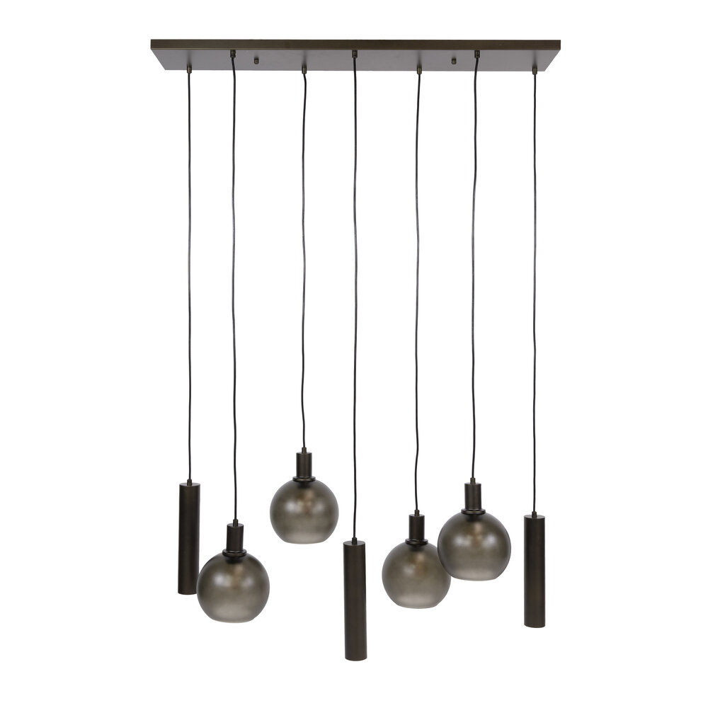 Pendelleuchte Sfera Tricolore 4+3-Fassungen / Sienna braun-frosted