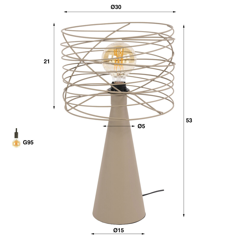 Tischleuchte Curl 1-Fassung / Beige