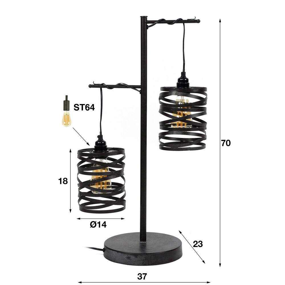 Tischleuchte Spindle 2-Fassungen / Slate grey