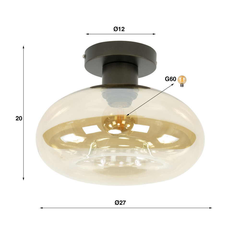 Deckenleuchte Soll 1-Fassung / Amberfarbenes Glas