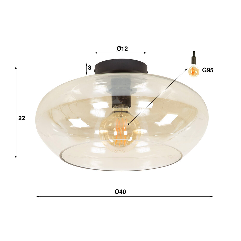 Deckenleuchte Elevate 1-Fassung / Amberfarbenes Glas