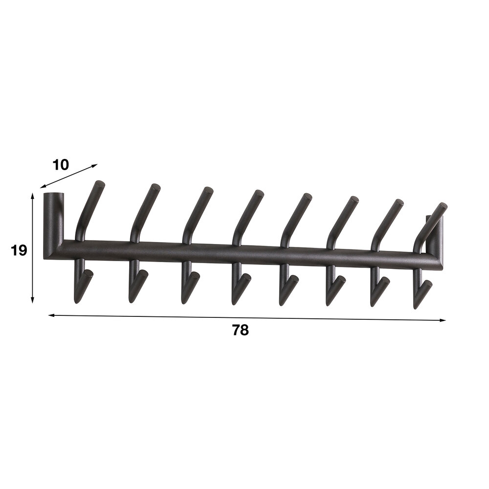 Garderobe Tubo 2x8 Haken - Matt dunkelgrau
