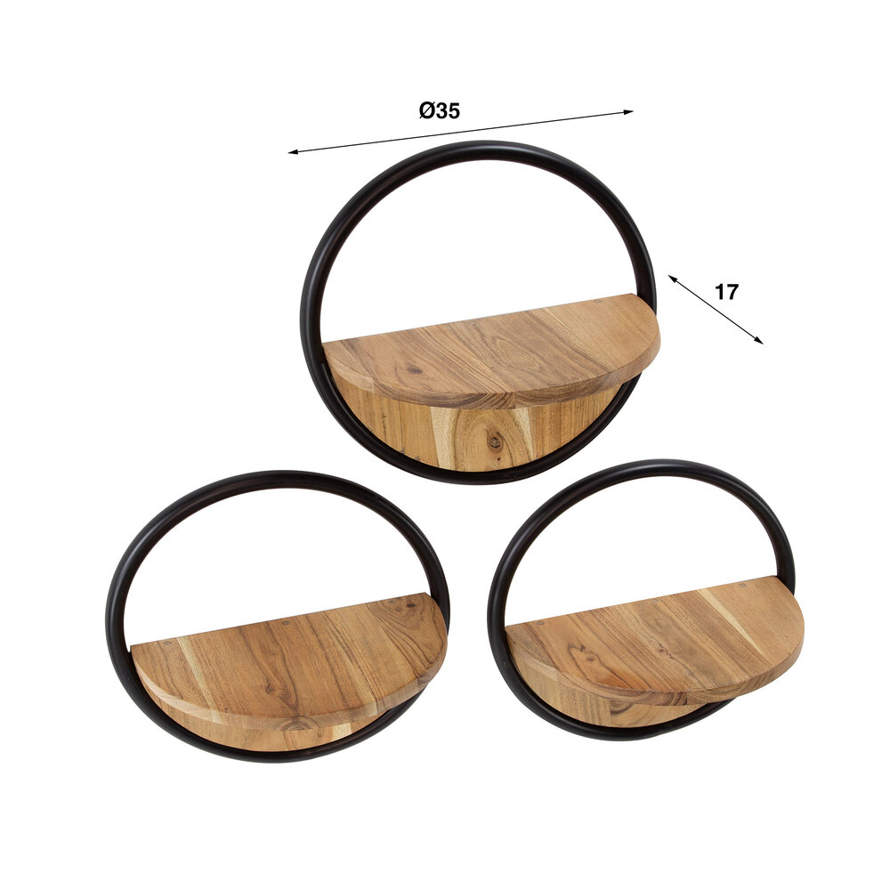 Wandregal Rund Set aus 3 