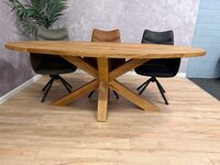 Ovaler Esstisch Eiche mit modernem Holzgestell