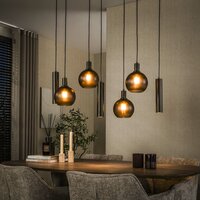Pendelleuchte Sfera Tricolore 4+3-Fassungen / Sienna braun-frosted