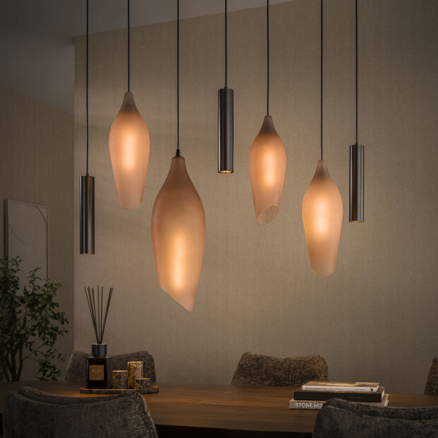 Pendelleuchte Cocoon pendel 4+3-Fassungen / Sienna braun-frosted